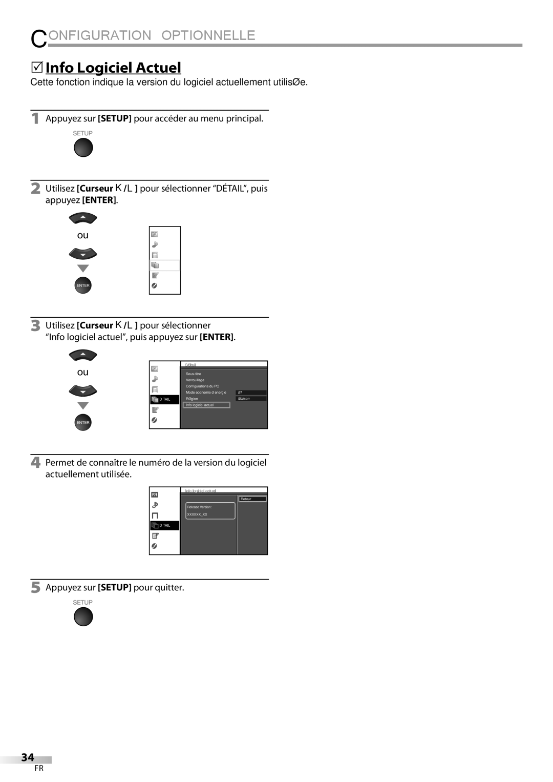 Univex A9DN1UH, LD190SS1 owner manual  Info Logiciel Actuel, InfoI logiciell i i l actuell 