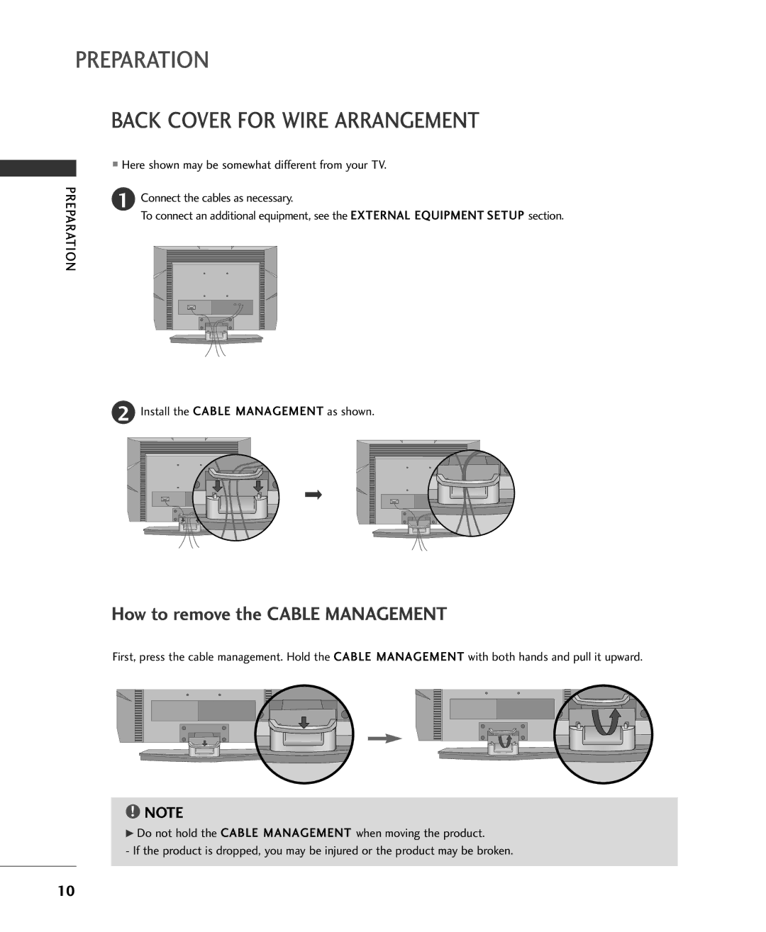 Univex MFL34797015, 20LS1RA, 15LS1RA owner manual Back Cover for Wire Arrangement, How to remove the Cable Management 