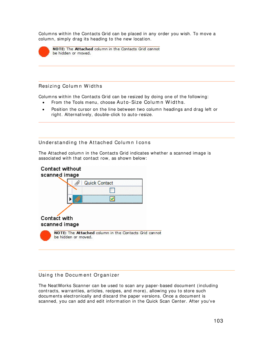 Univex NeatReceipts, NeatScan, NeatDesk manual 103, Using the Document Organizer 