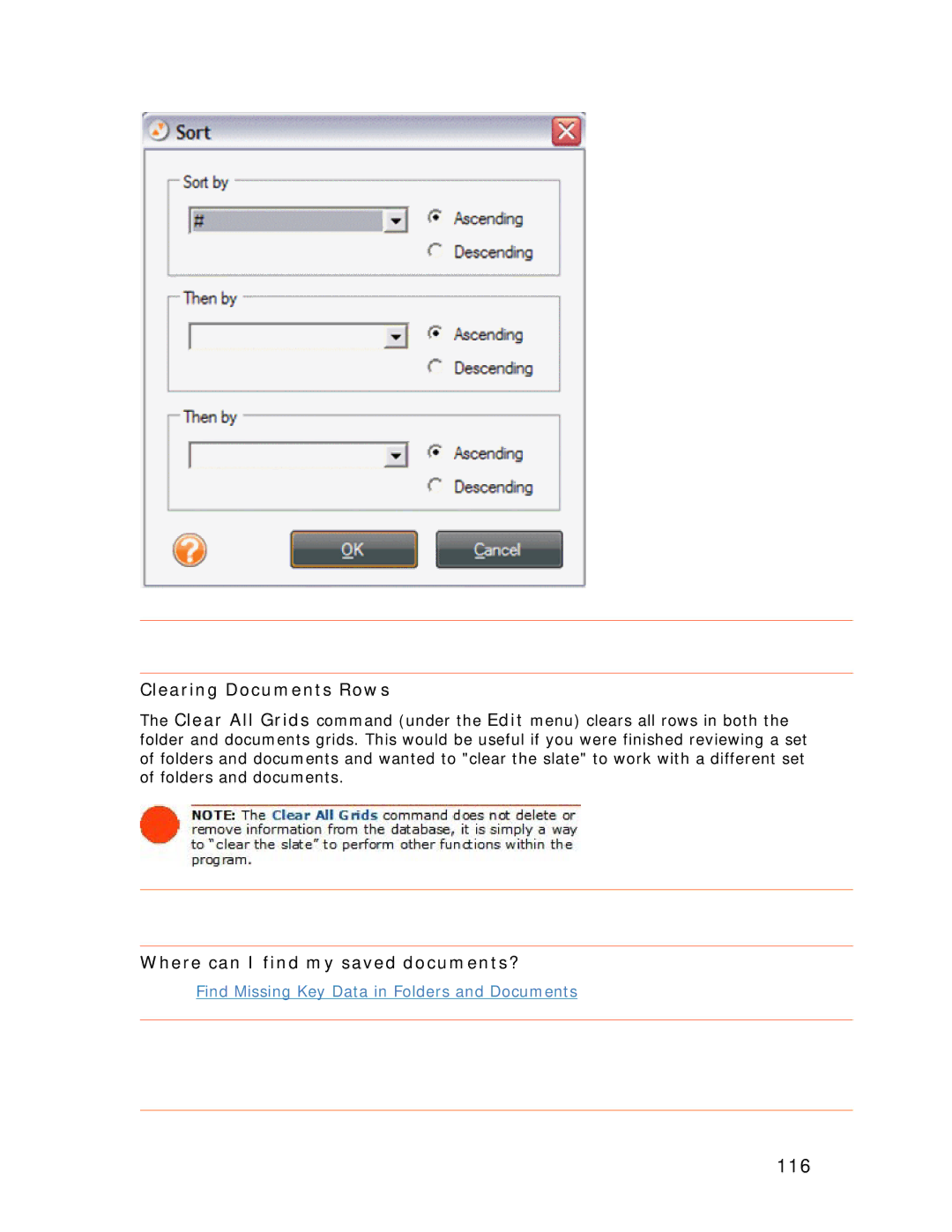 Univex NeatDesk, NeatScan, NeatReceipts manual 116, Clearing Documents Rows, Where can I find my saved documents? 