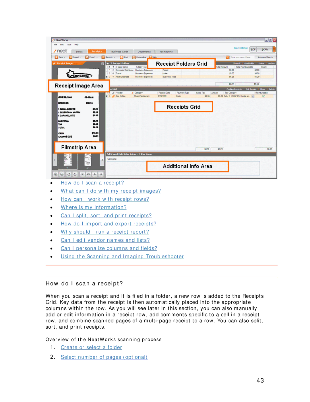 Univex NeatReceipts, NeatScan, NeatDesk manual How do I scan a receipt? 