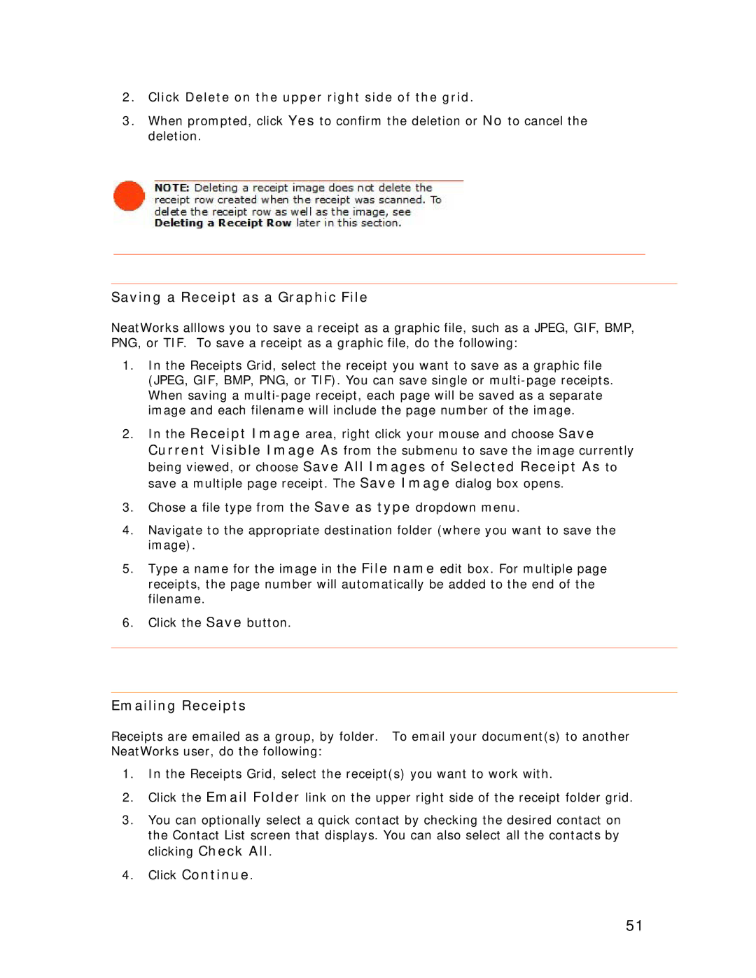 Univex NeatScan, NeatReceipts, NeatDesk manual Saving a Receipt as a Graphic File, Emailing Receipts 