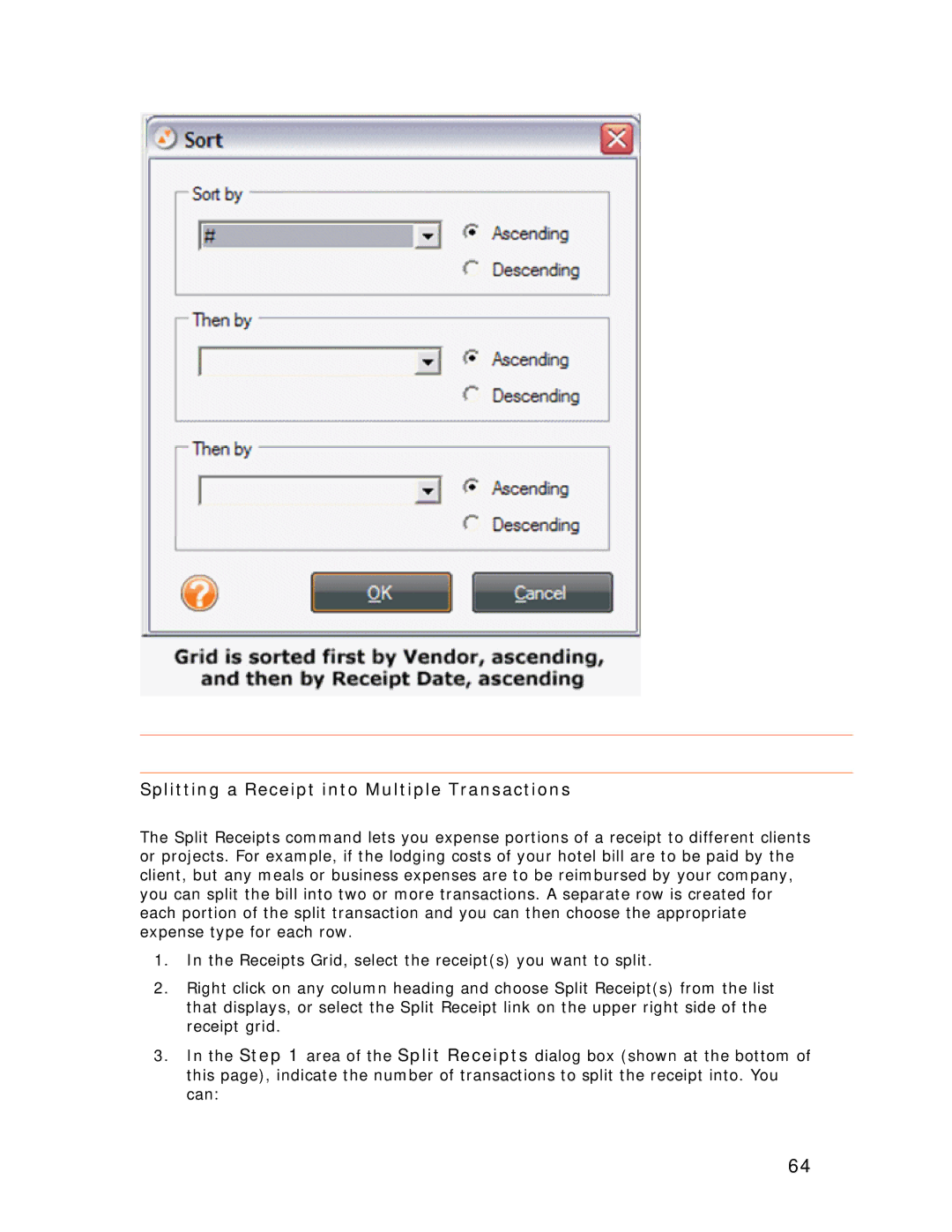 Univex NeatReceipts, NeatScan, NeatDesk manual Splitting a Receipt into Multiple Transactions 