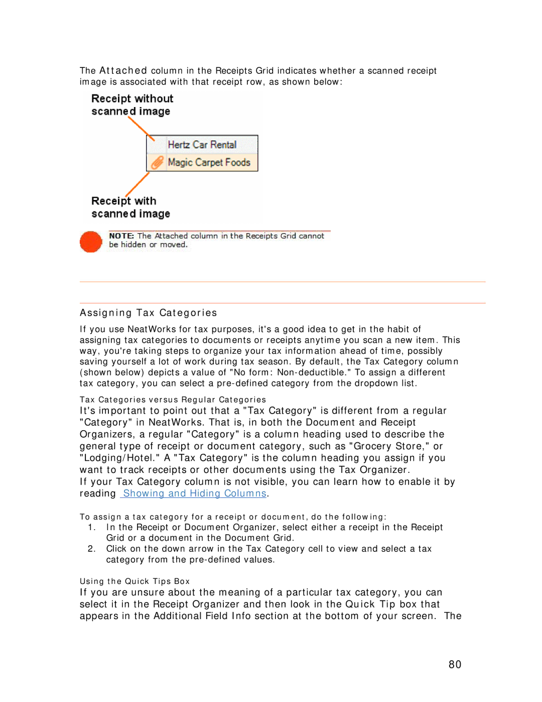 Univex NeatDesk, NeatScan, NeatReceipts manual Assigning Tax Categories 