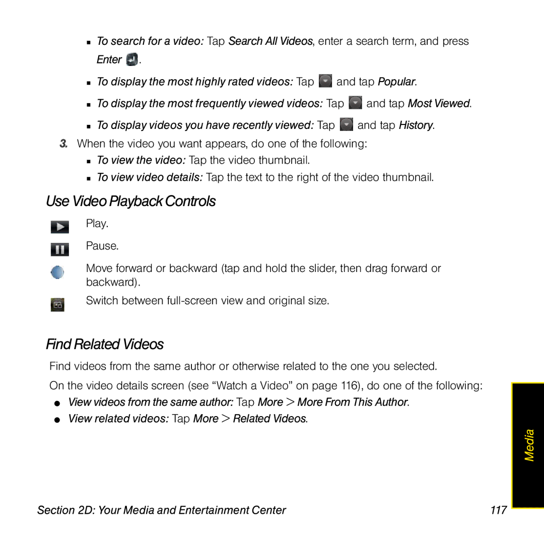 Univex p100eww manual Use Video Playback Controls, Find Related Videos 