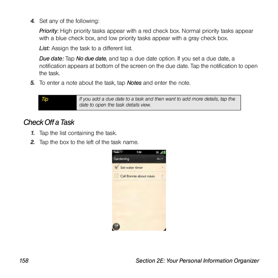 Univex p100eww manual Check Off a Task, 158 