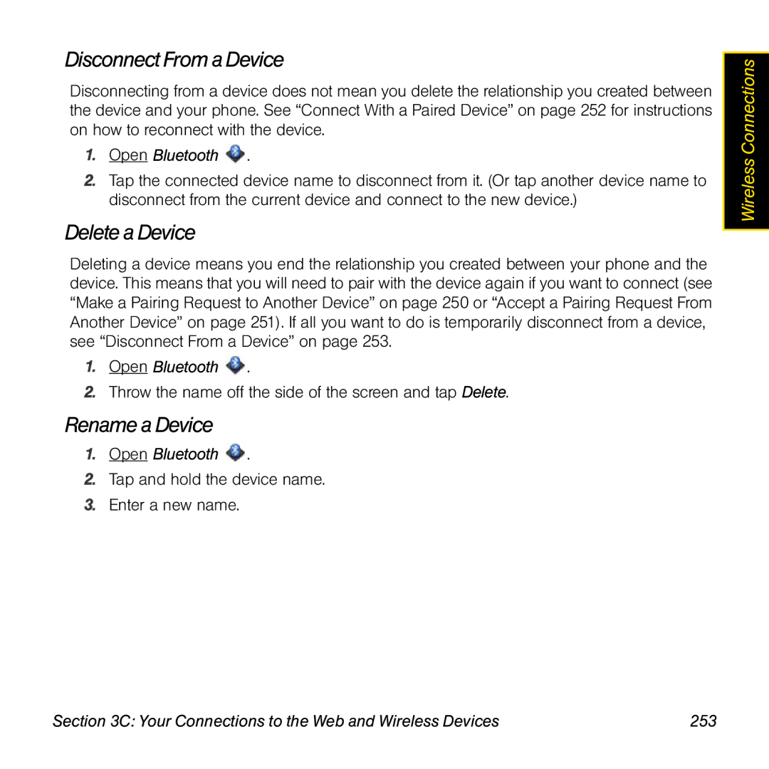 Univex p100eww manual Disconnect From a Device, Deletea Device, Rename aDevice 