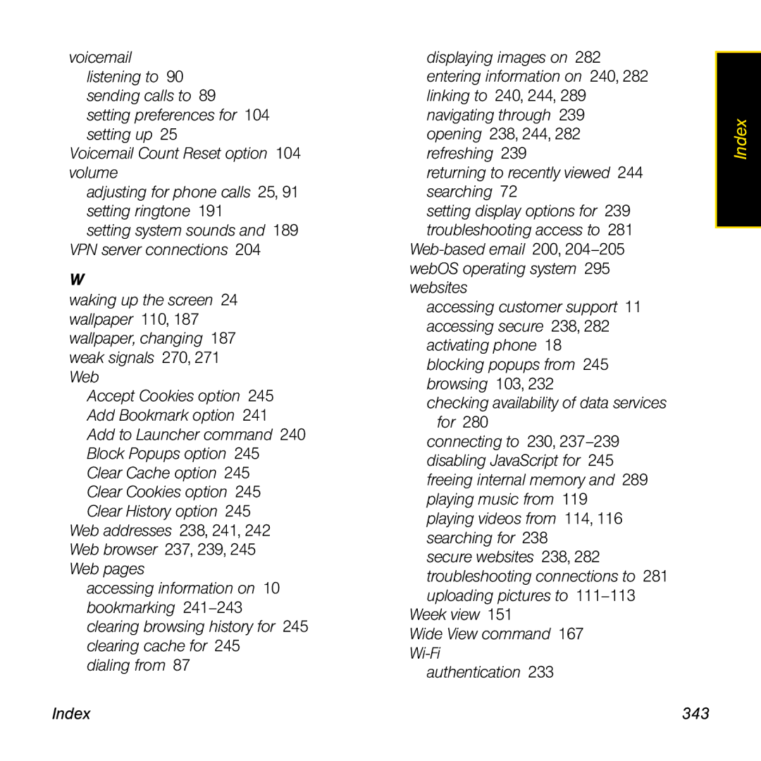 Univex p100eww manual Index 343 