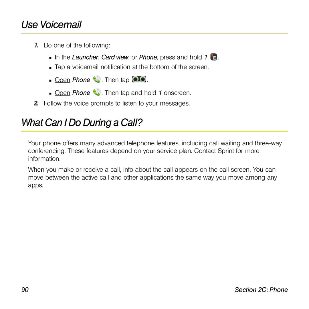 Univex p100eww manual Use Voicemail, What Can I Do During a Call? 