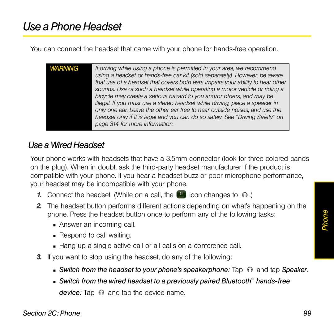 Univex p100eww manual Use a Phone Headset, Use a WiredHeadset 