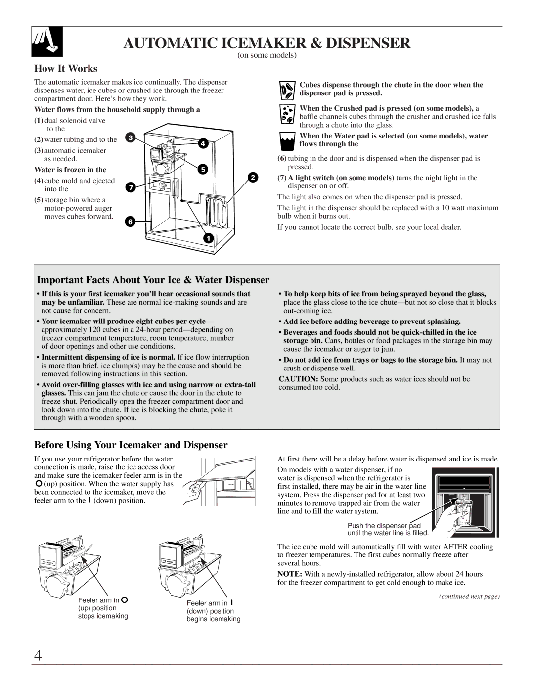 Univex Refrigerator - Freezer manual Automatic Icemaker & Dispenser, How It Works, Before Using Your Icemaker and Dispenser 