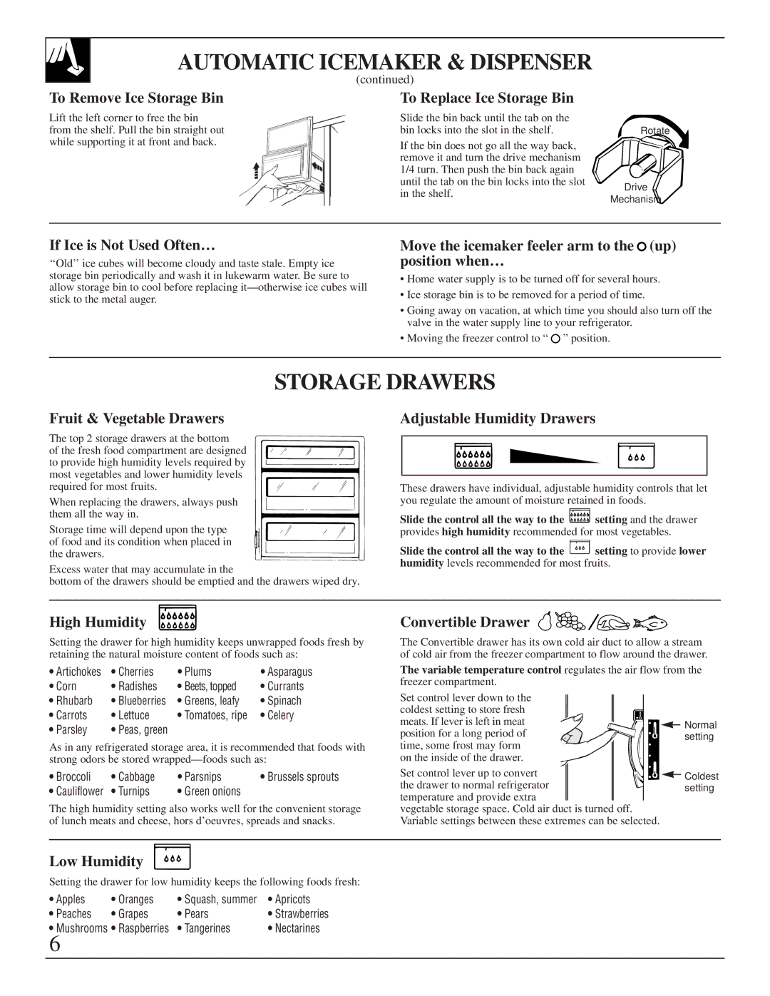 Univex Refrigerator - Freezer manual Storage Drawers 