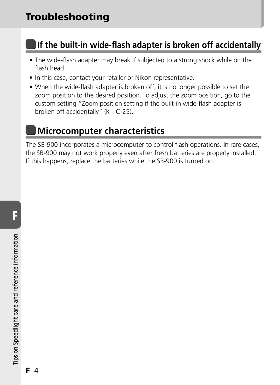 Univex SB-900 user manual Troubleshooting, Microcomputer characteristics 