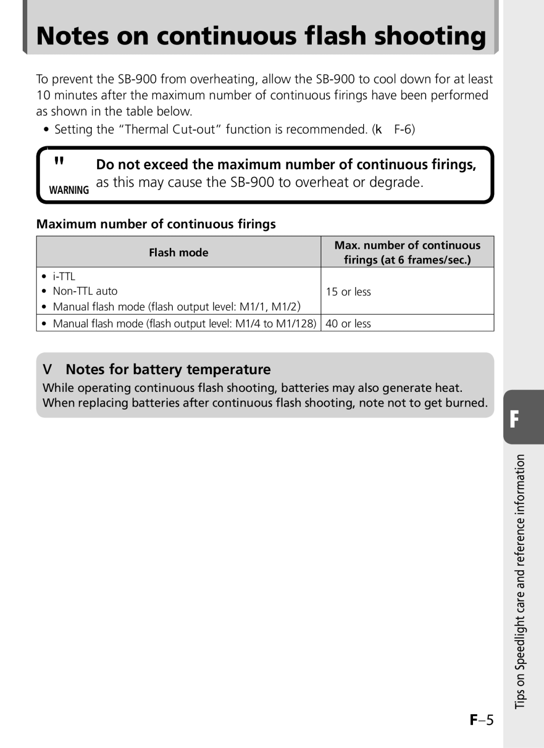 Univex SB-900 user manual Flash mode Max. number of continuous 