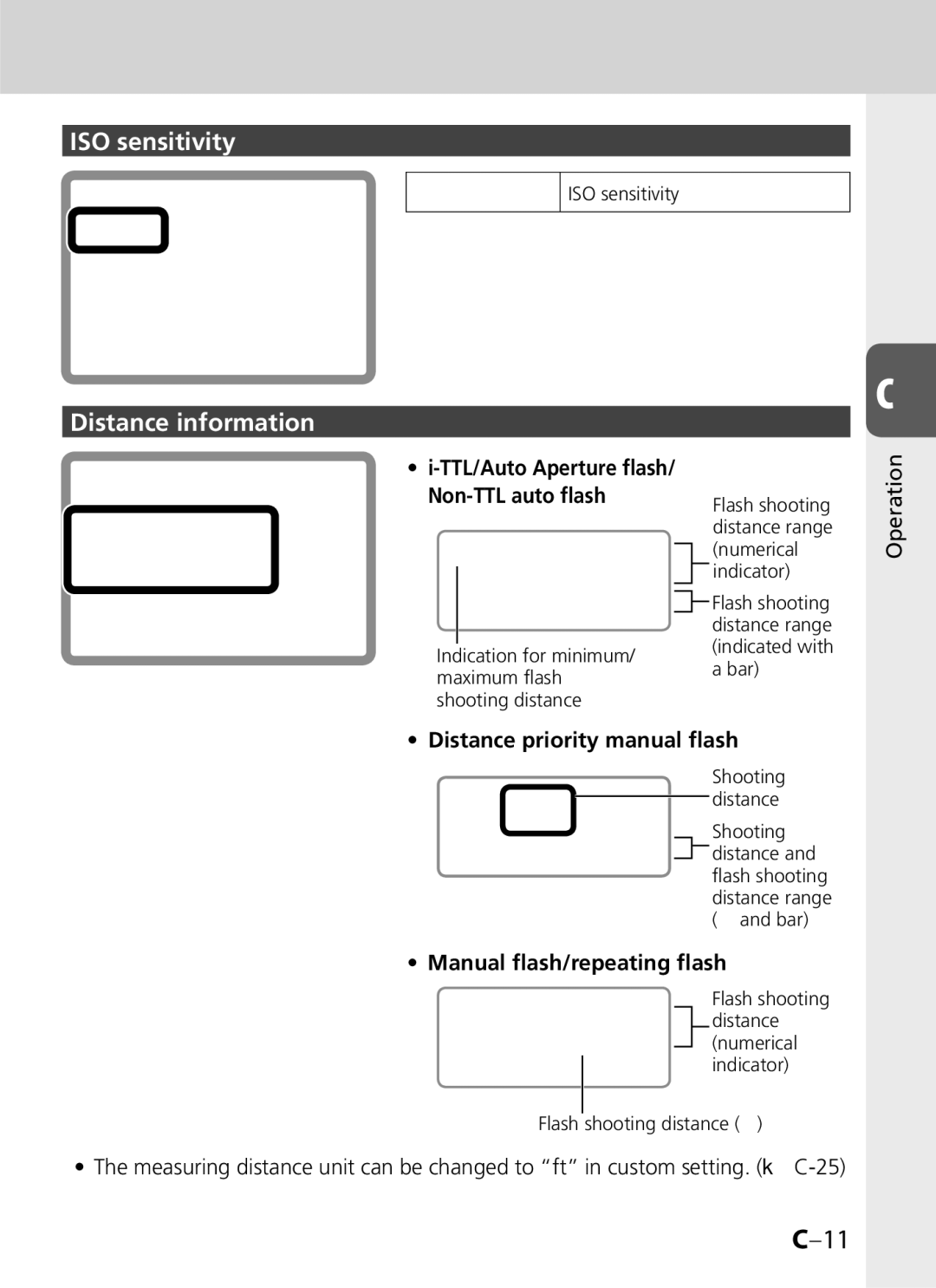 Univex SB-900 user manual ISO sensitivity, Distance information 