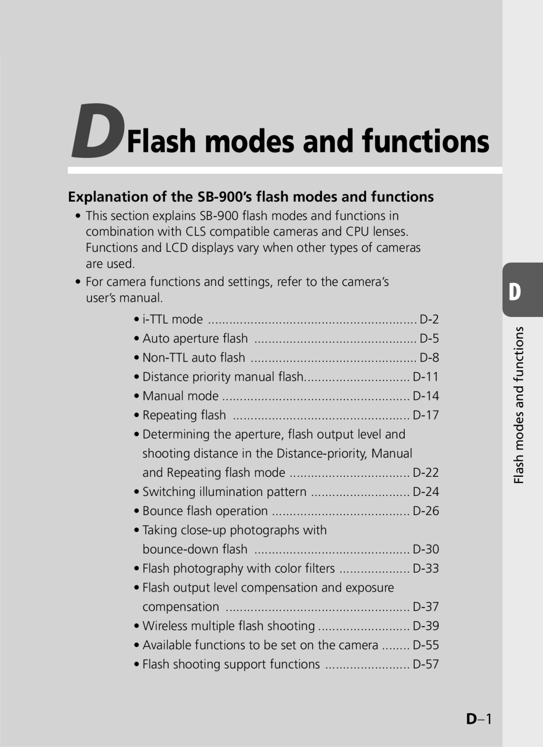 Univex user manual Explanation of the SB-900’s flash modes and functions 