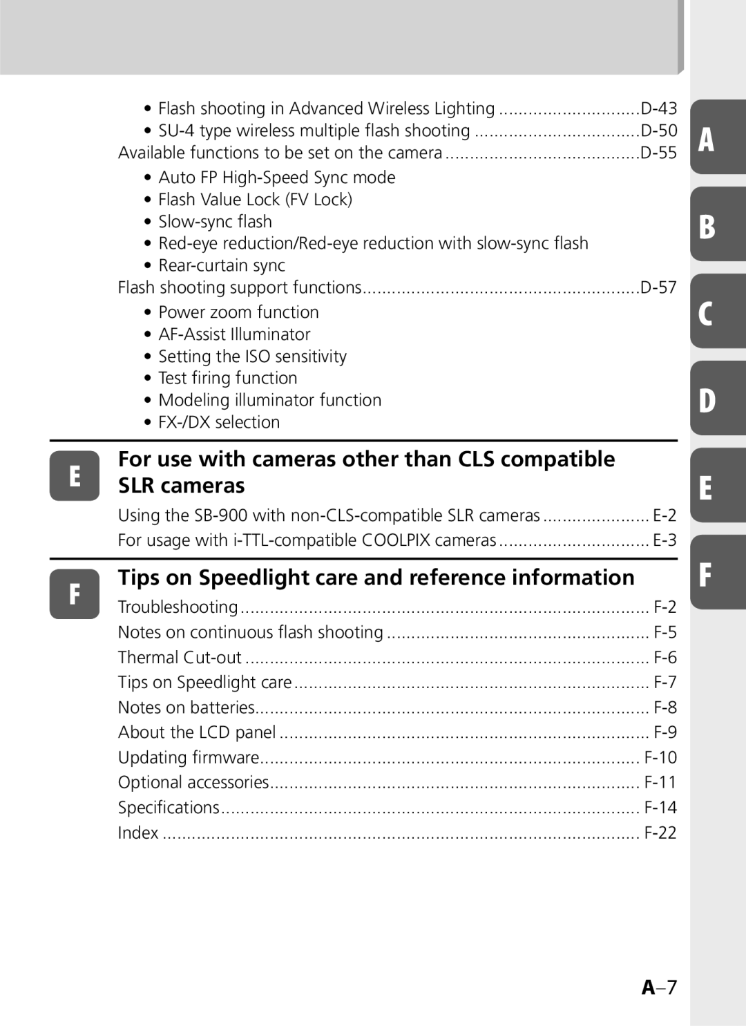 Univex SB-900 user manual For use with cameras other than CLS compatible SLR cameras 