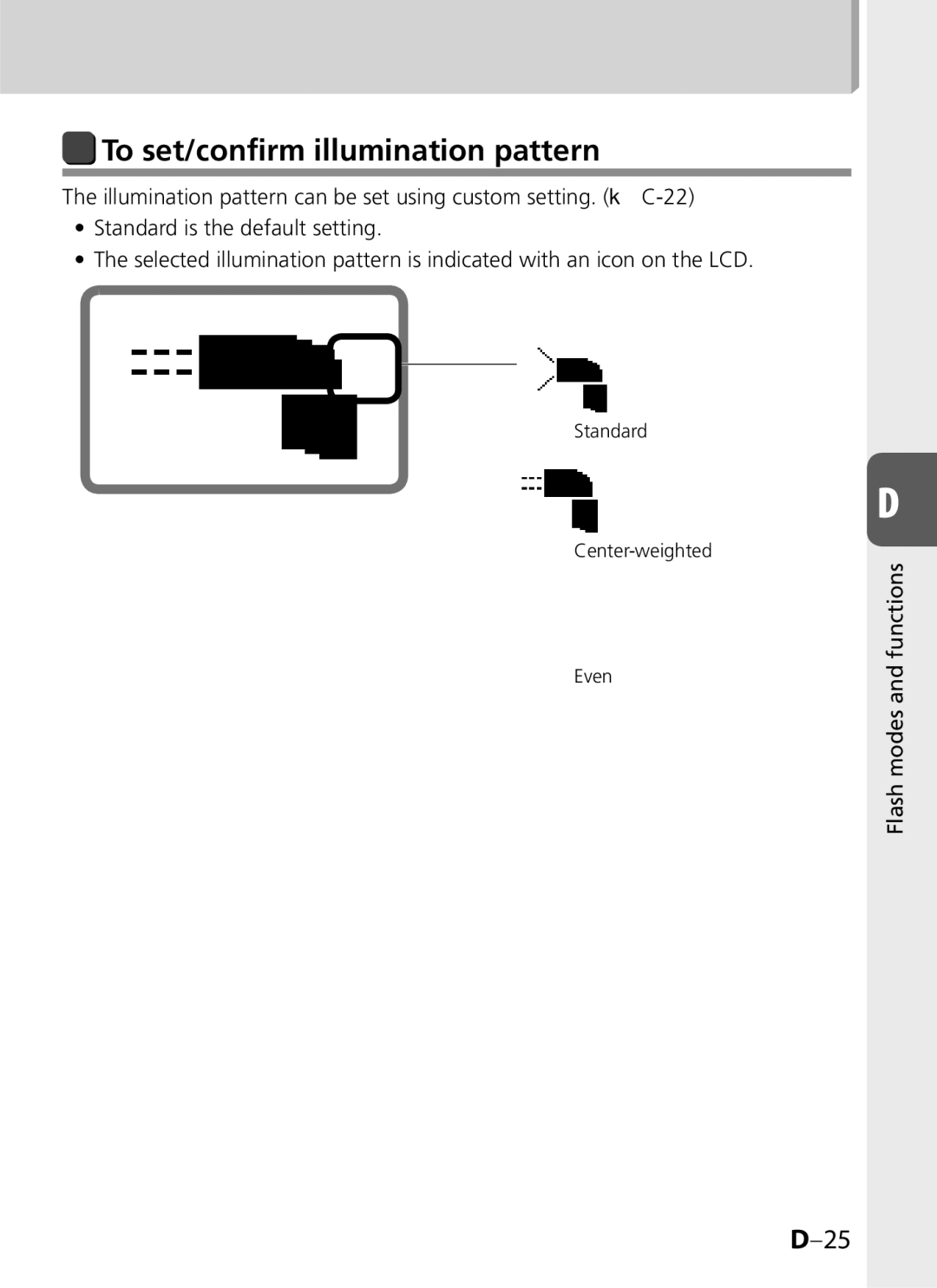 Univex SB-900 user manual To set/confirm illumination pattern 