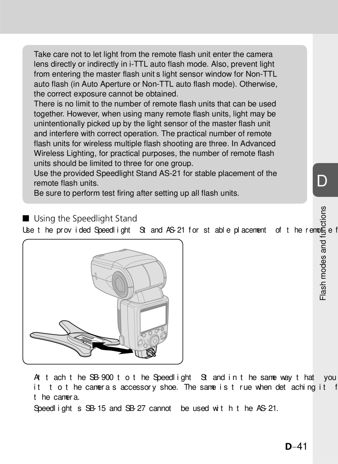 Univex SB-900 user manual Using the Speedlight Stand 