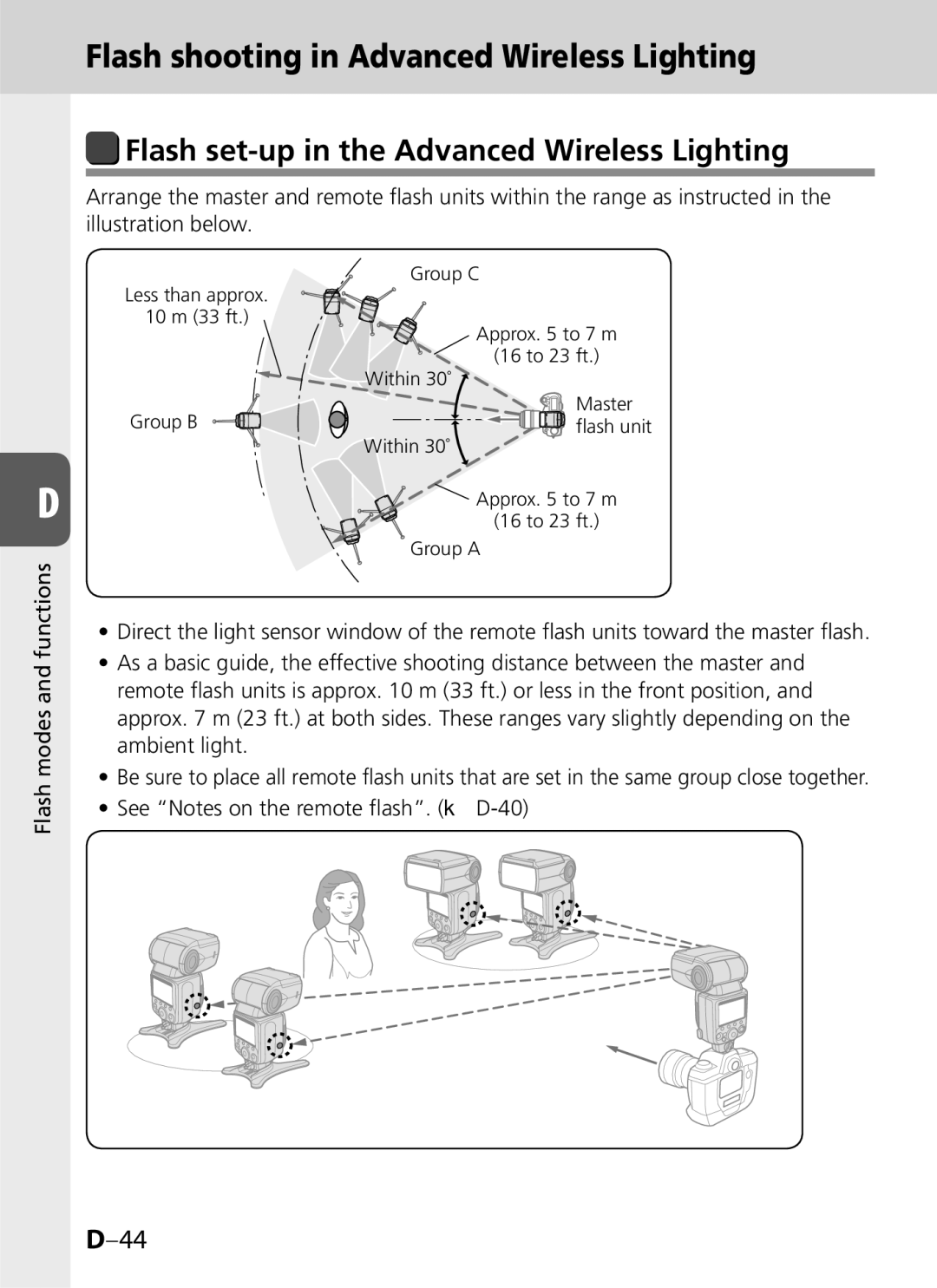 Univex SB-900 user manual Flash shooting in Advanced Wireless Lighting, Flash set-up in the Advanced Wireless Lighting 