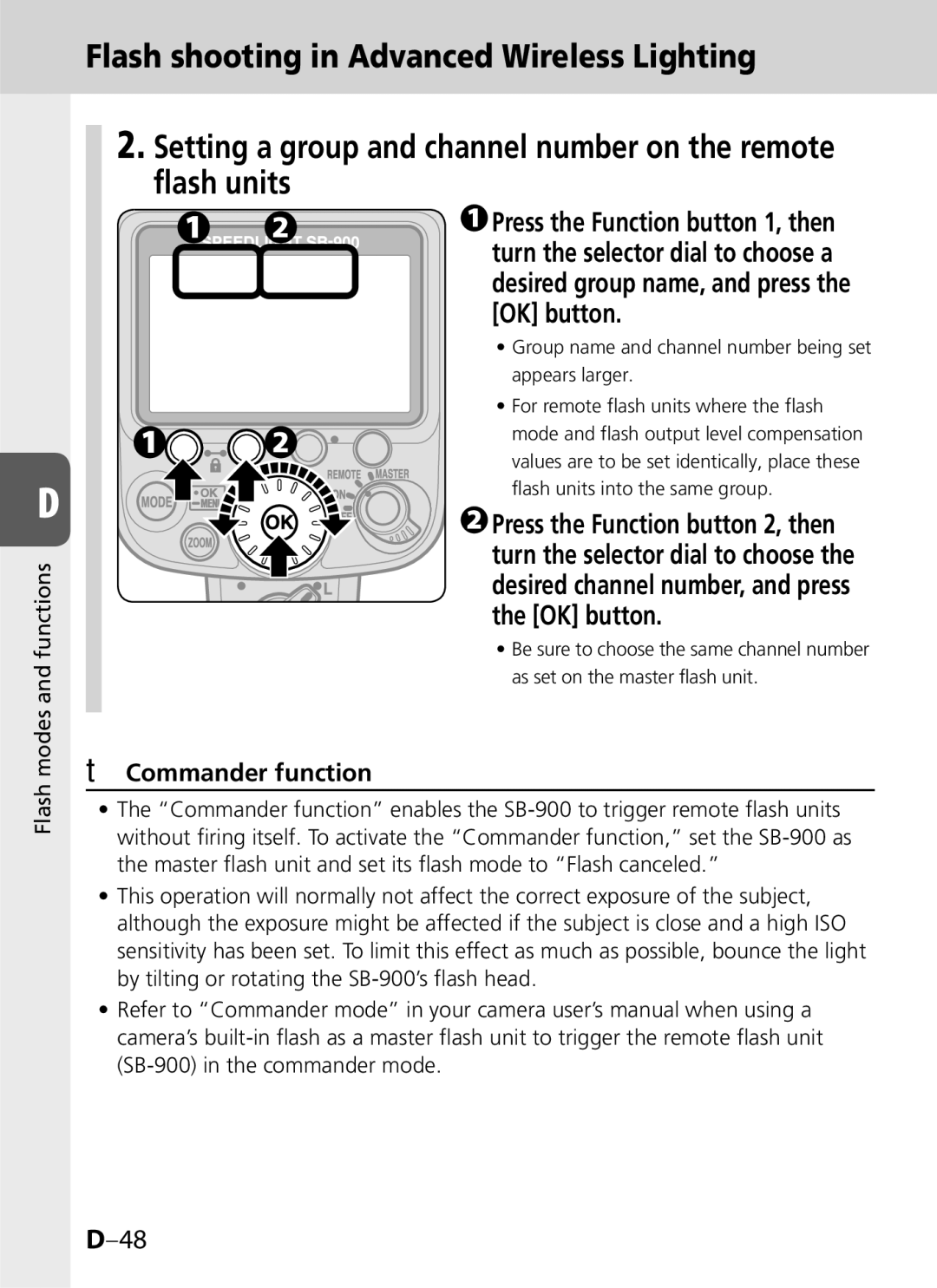 Univex SB-900 user manual Commander function, Group name and channel number being set appears larger 