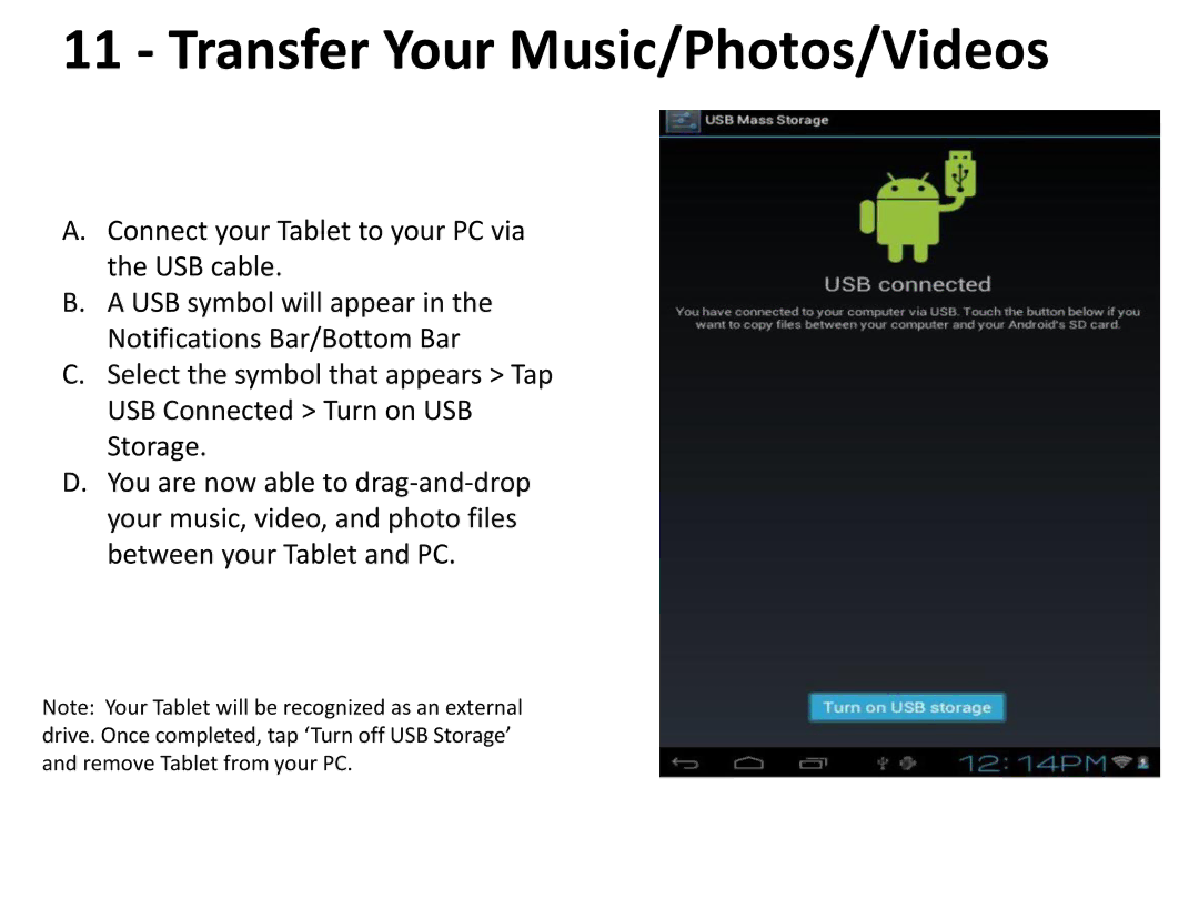 Univex SP722 manual Transfer Your Music/Photos/Videos 