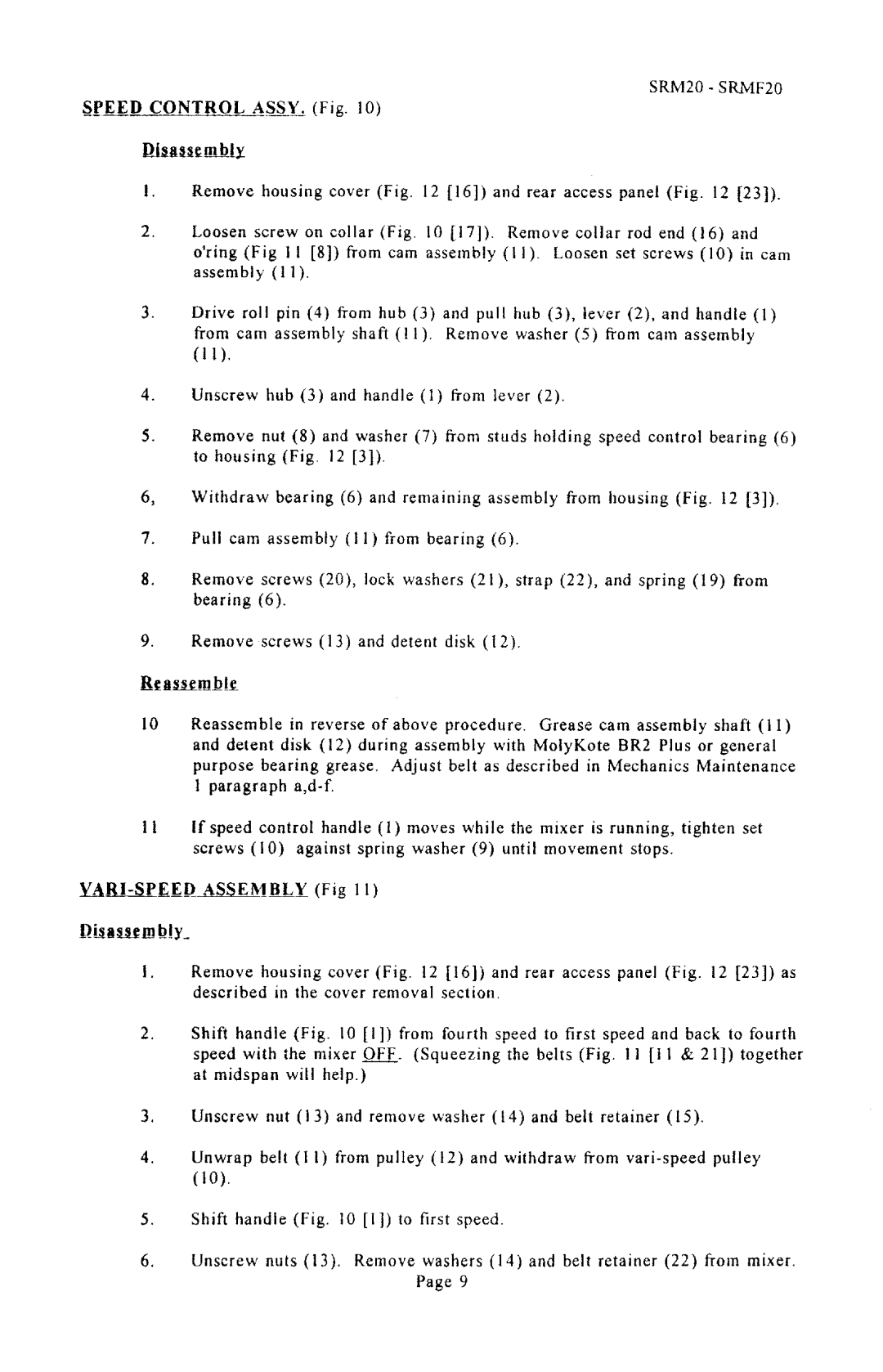 Univex SRMF20 manual 