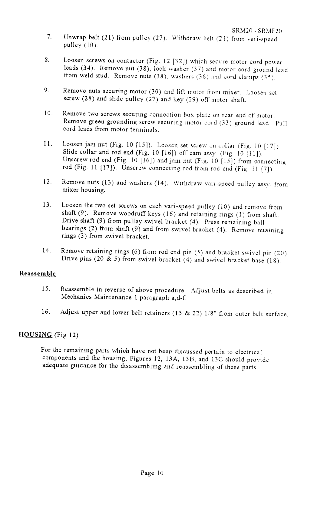 Univex SRMF20 manual 