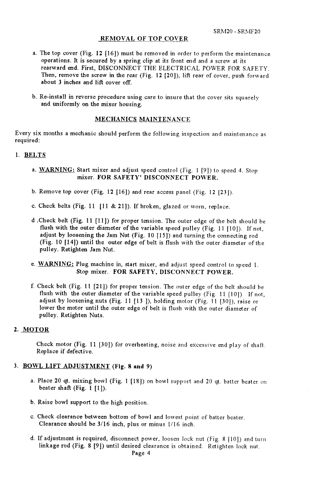 Univex SRMF20 manual 