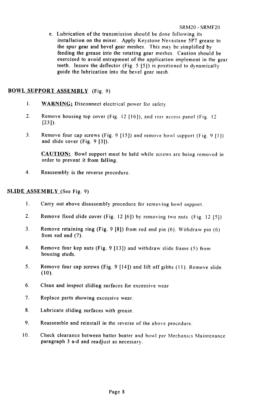 Univex SRMF20 manual 