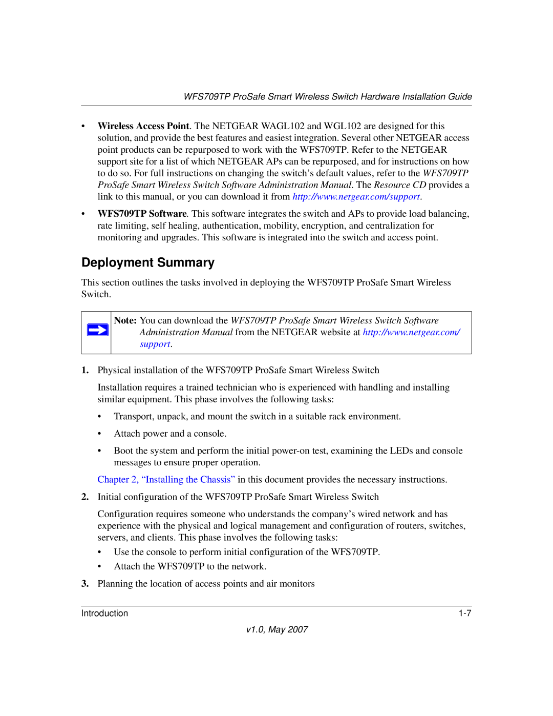 Univex WFS709TP manual Deployment Summary 