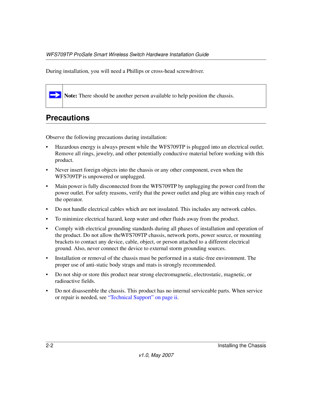 Univex WFS709TP manual Precautions 