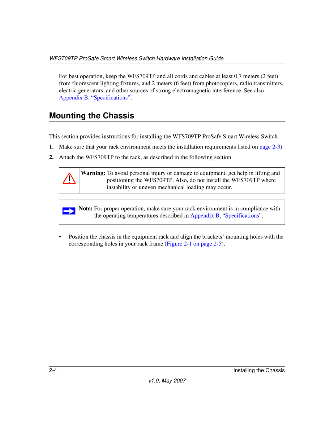 Univex WFS709TP manual Mounting the Chassis 