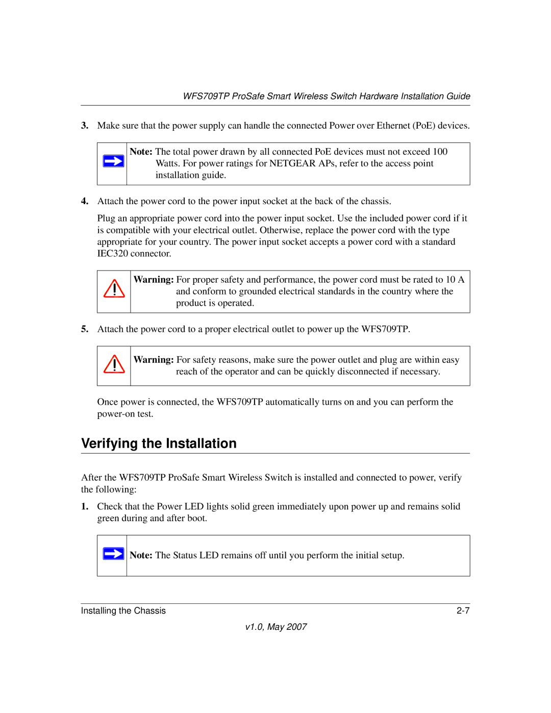 Univex WFS709TP manual Verifying the Installation 