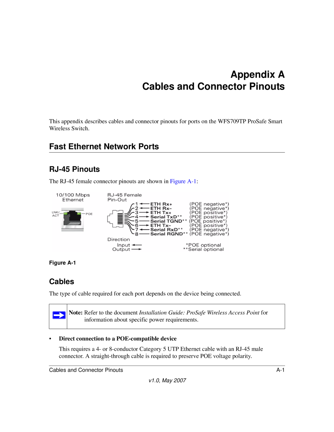 Univex WFS709TP manual Appendix a Cables and Connector Pinouts, Fast Ethernet Network Ports, RJ-45 Pinouts 