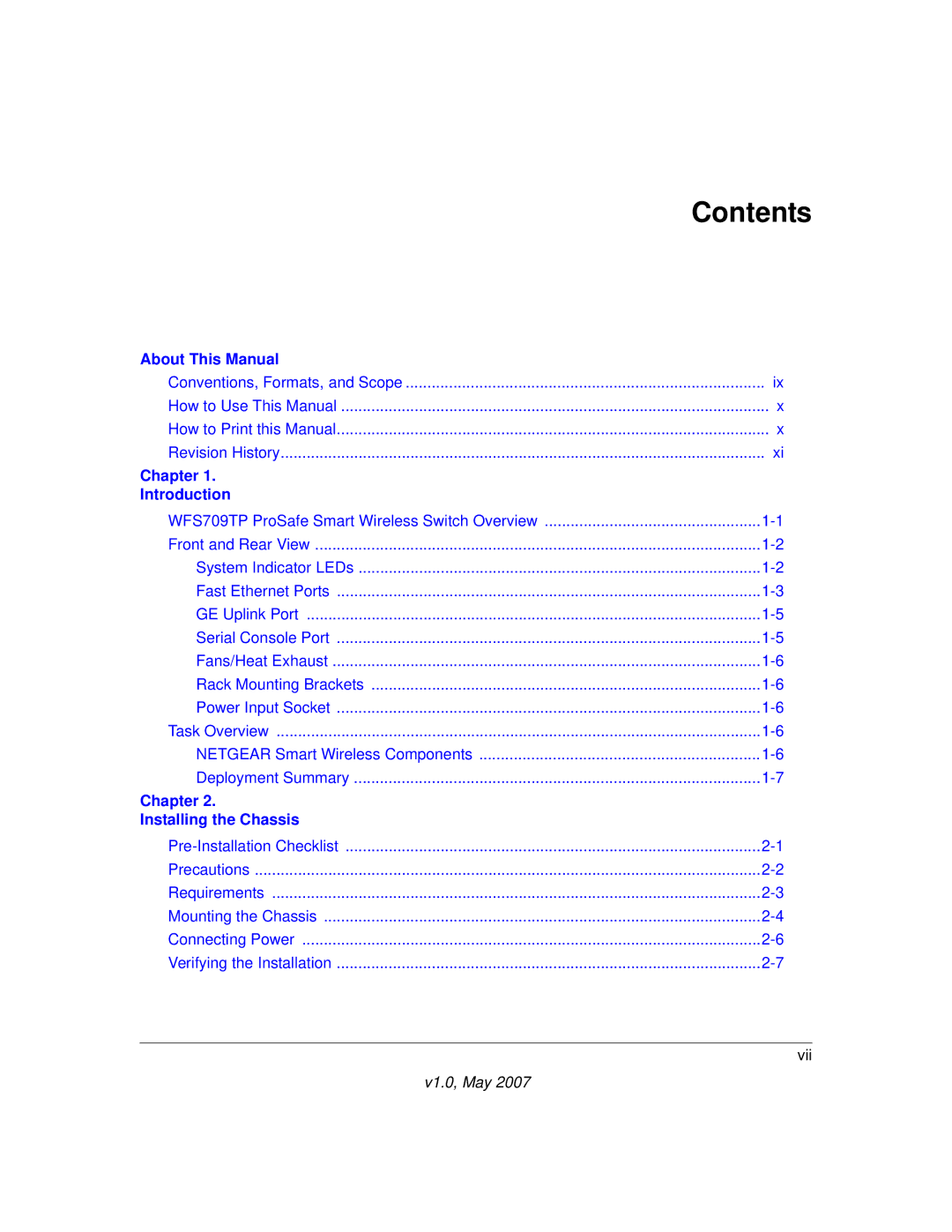 Univex WFS709TP manual Contents 