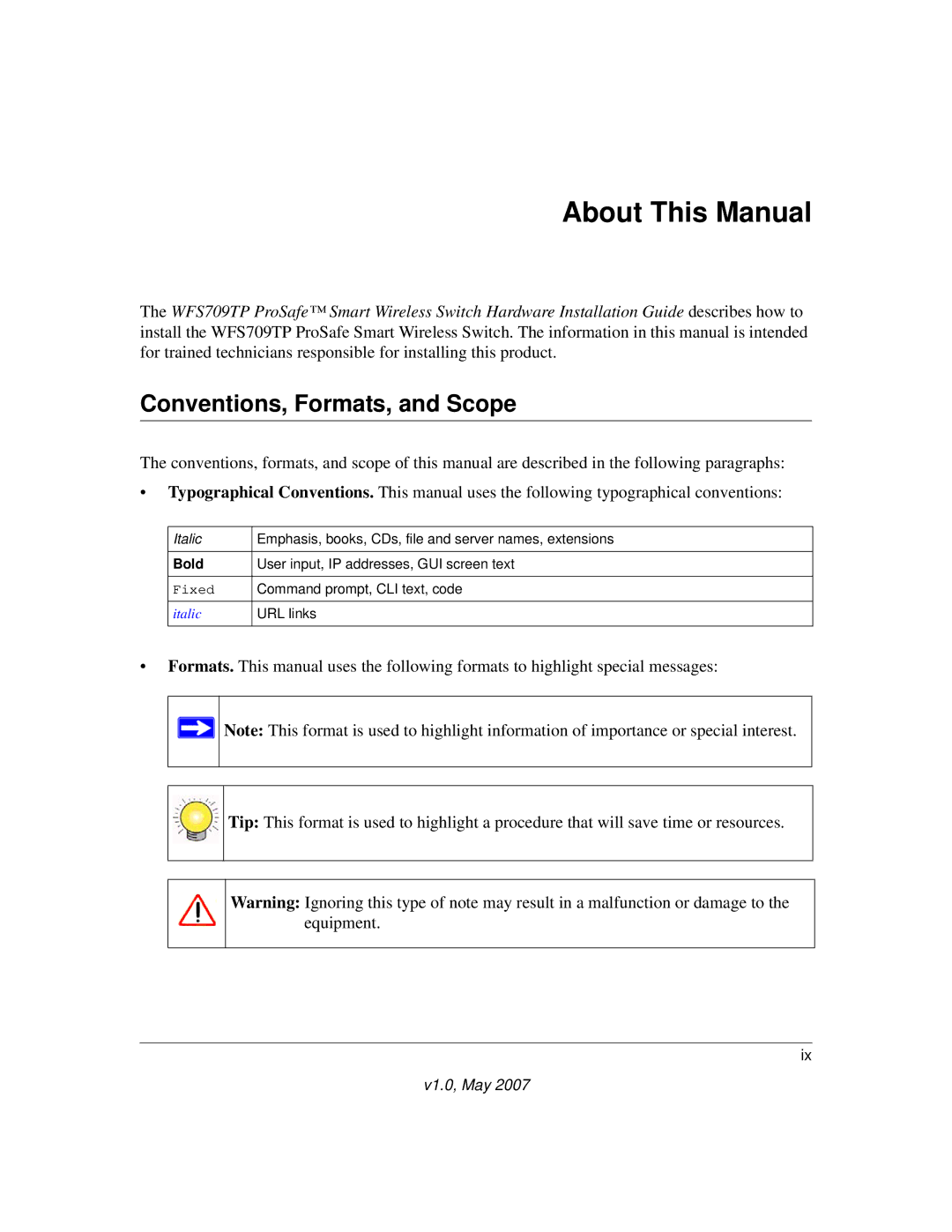 Univex WFS709TP manual About This Manual, Conventions, Formats, and Scope 