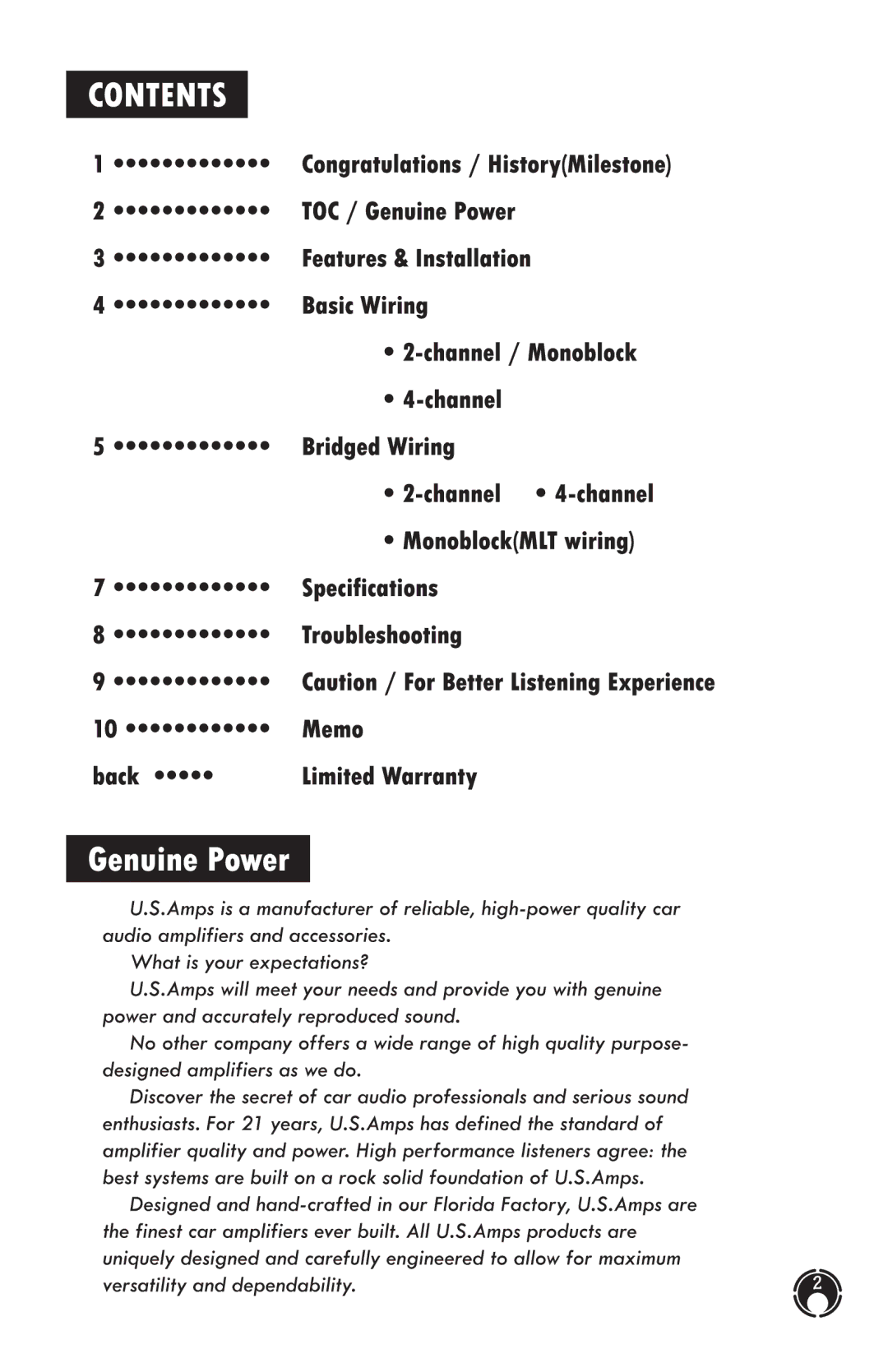 US Amps MD Series manual 