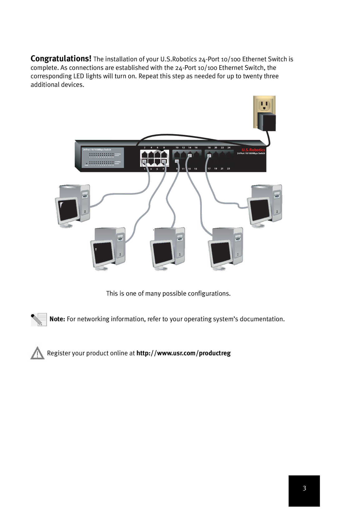 USRobotics 24-Port 10/100 manual This is one of many possible configurations 