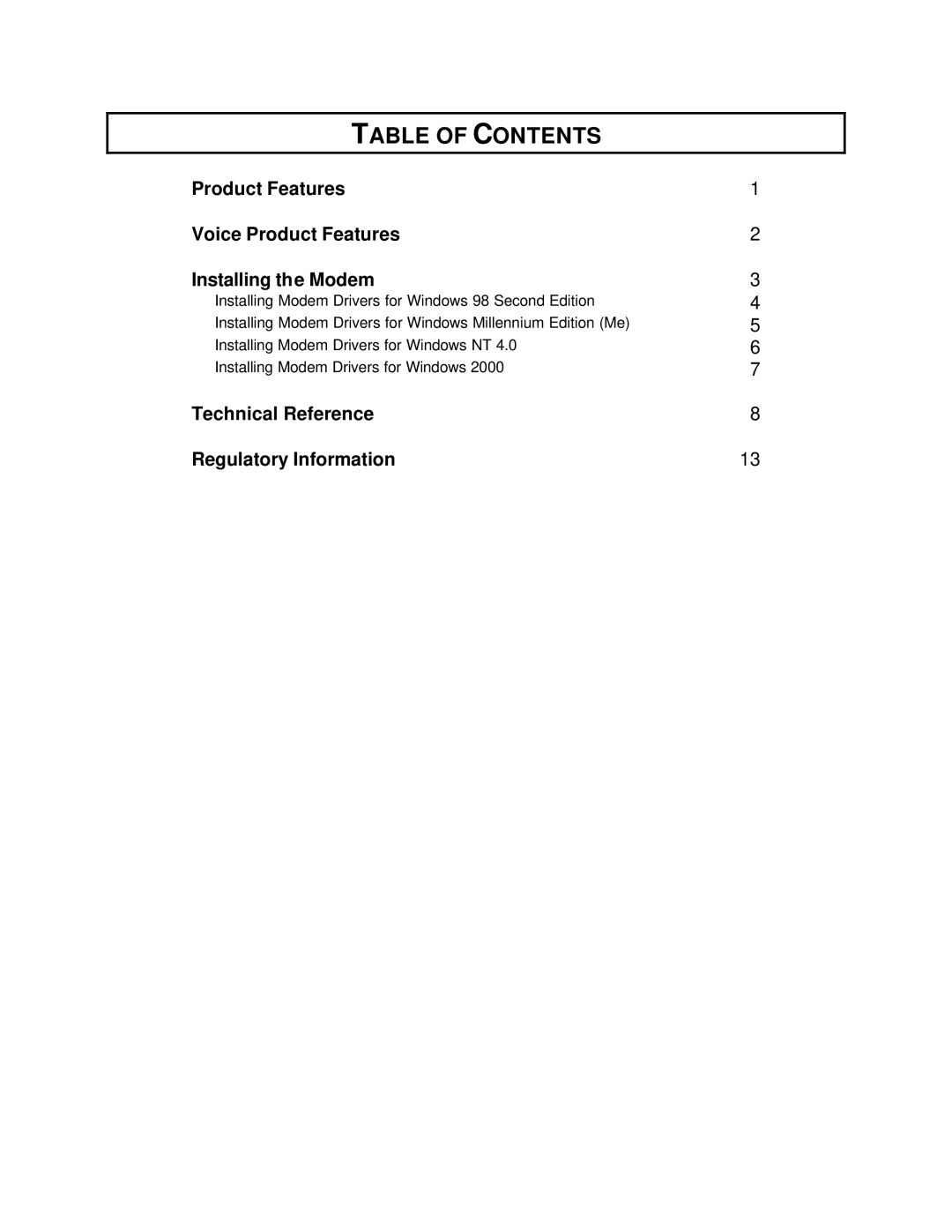 USRobotics 3Com manual Table of Contents 