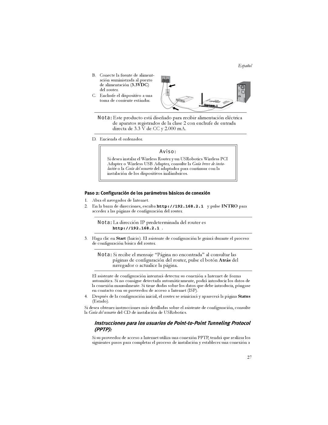 USRobotics 5466 manual I s o, Paso 2 Configuración de los parámetros básicos de conexión 