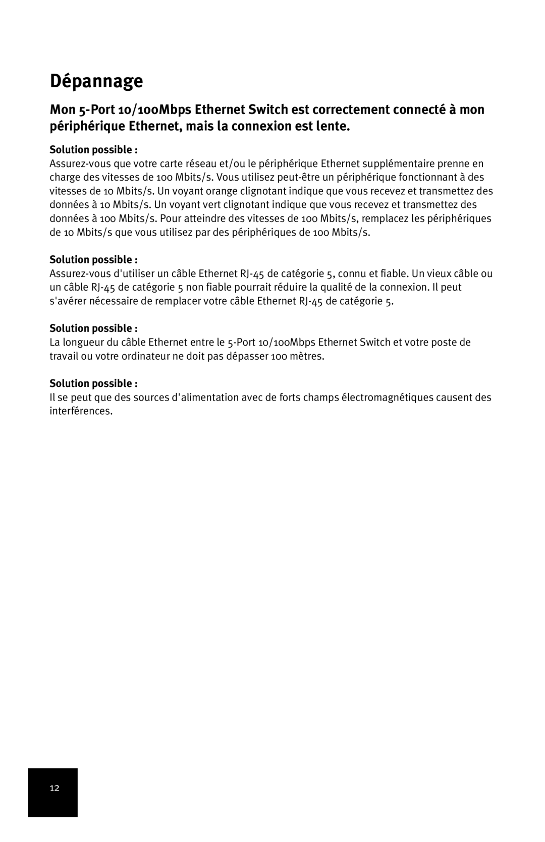 USRobotics 7905A manual Dépannage, Solution possible 