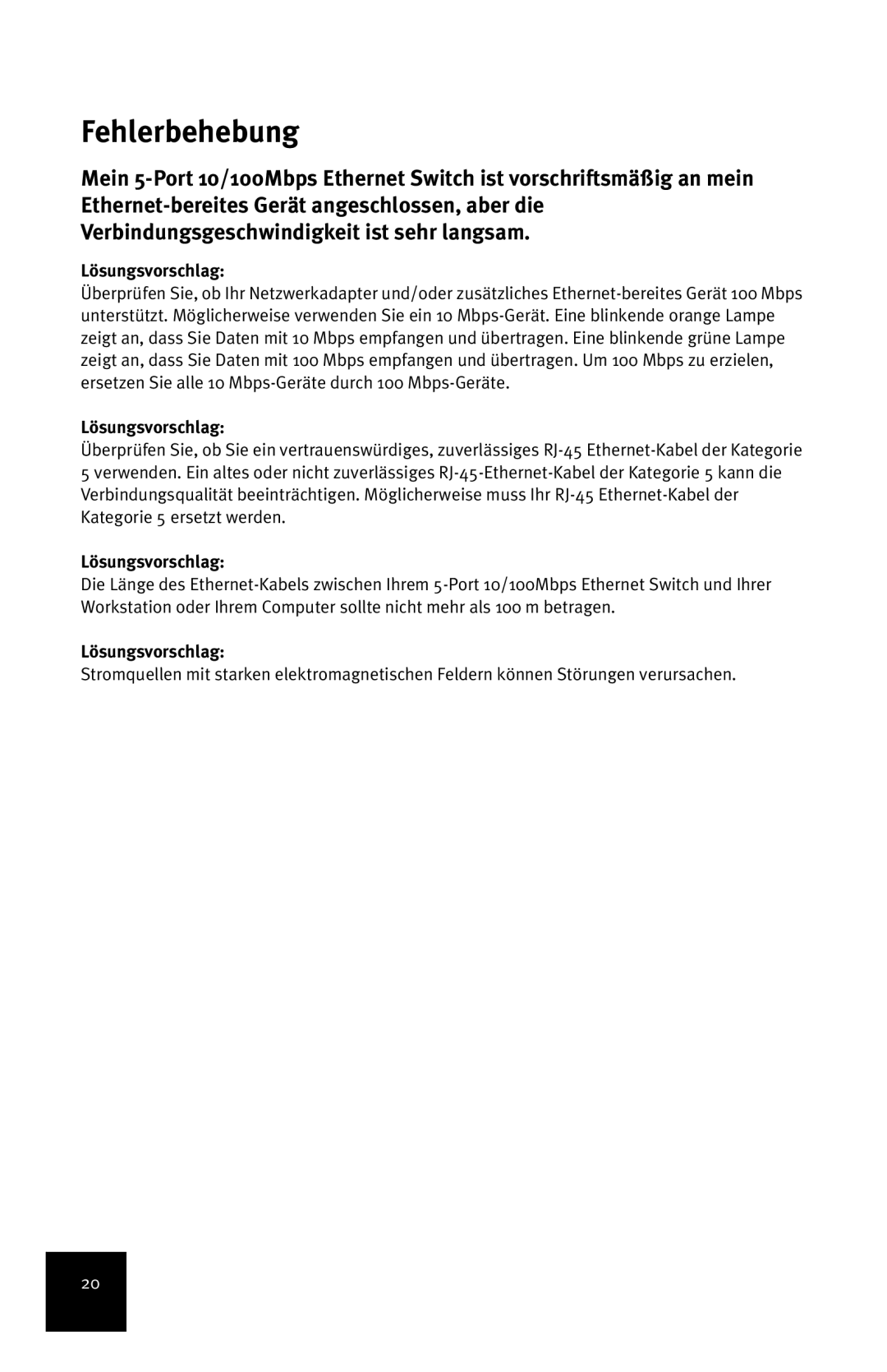 USRobotics 7905A manual Fehlerbehebung, Lösungsvorschlag 