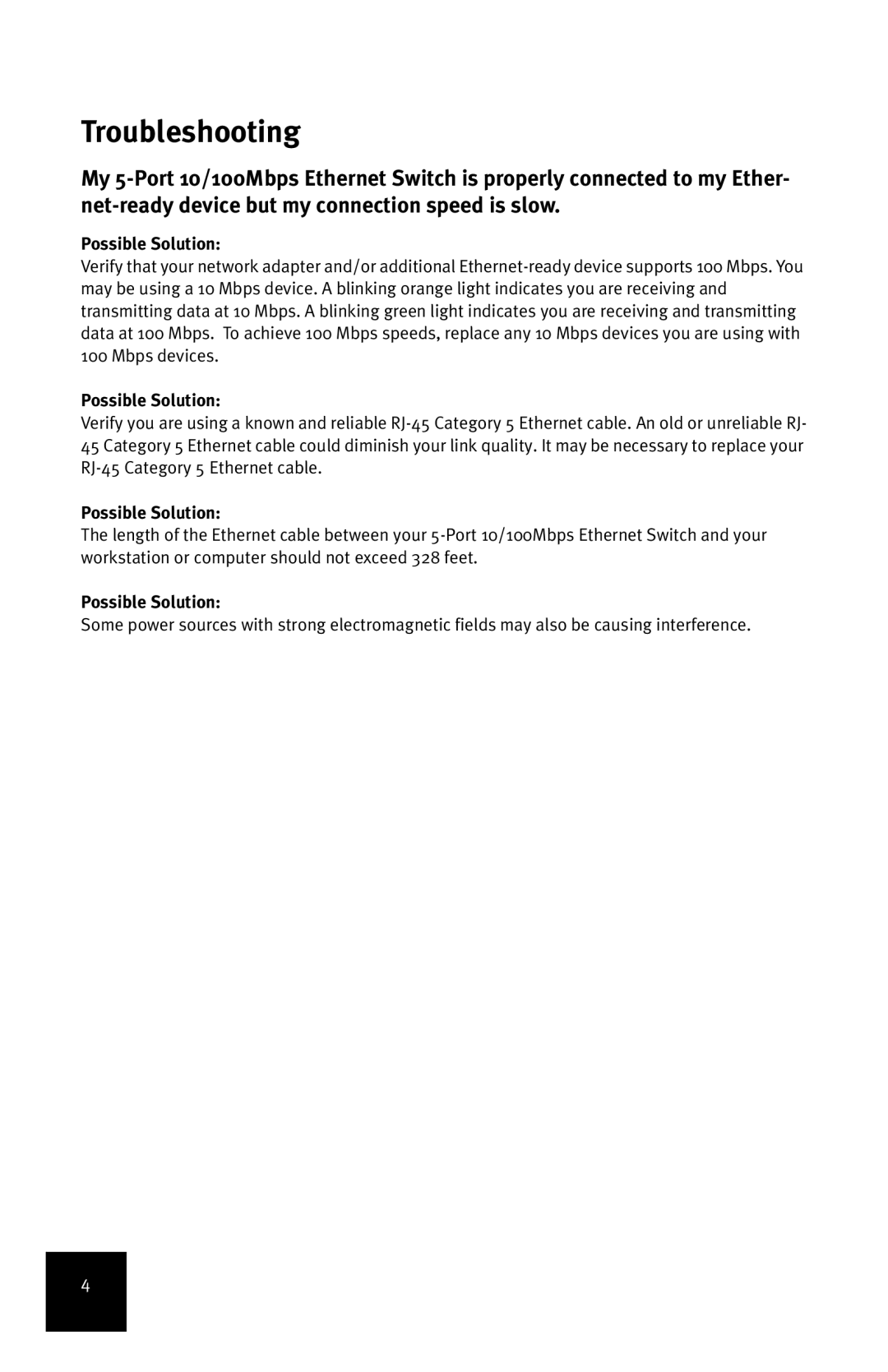 USRobotics 7905A manual Troubleshooting, Possible Solution 