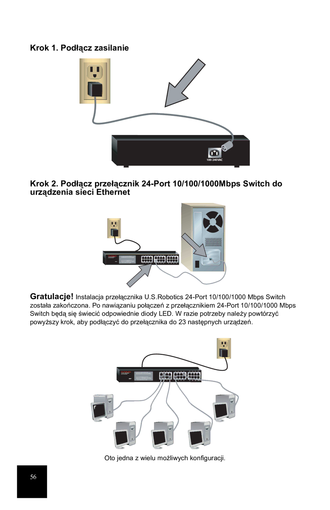 USRobotics 7931 manual Krok 1. Podłącz zasilanie 