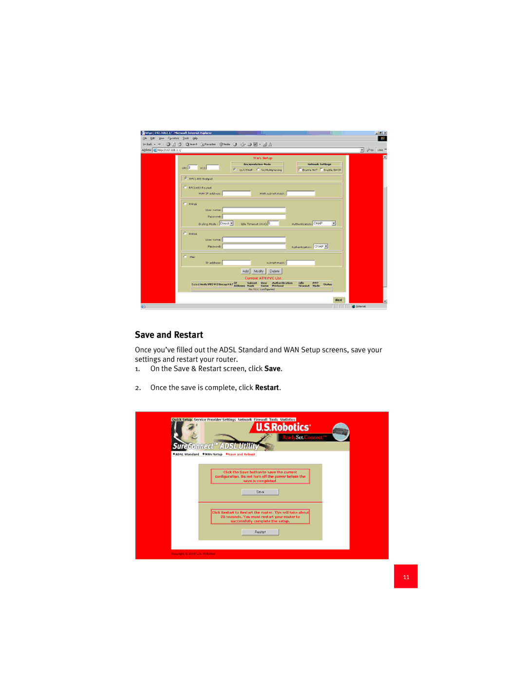 USRobotics 9003 manual Save and Restart 