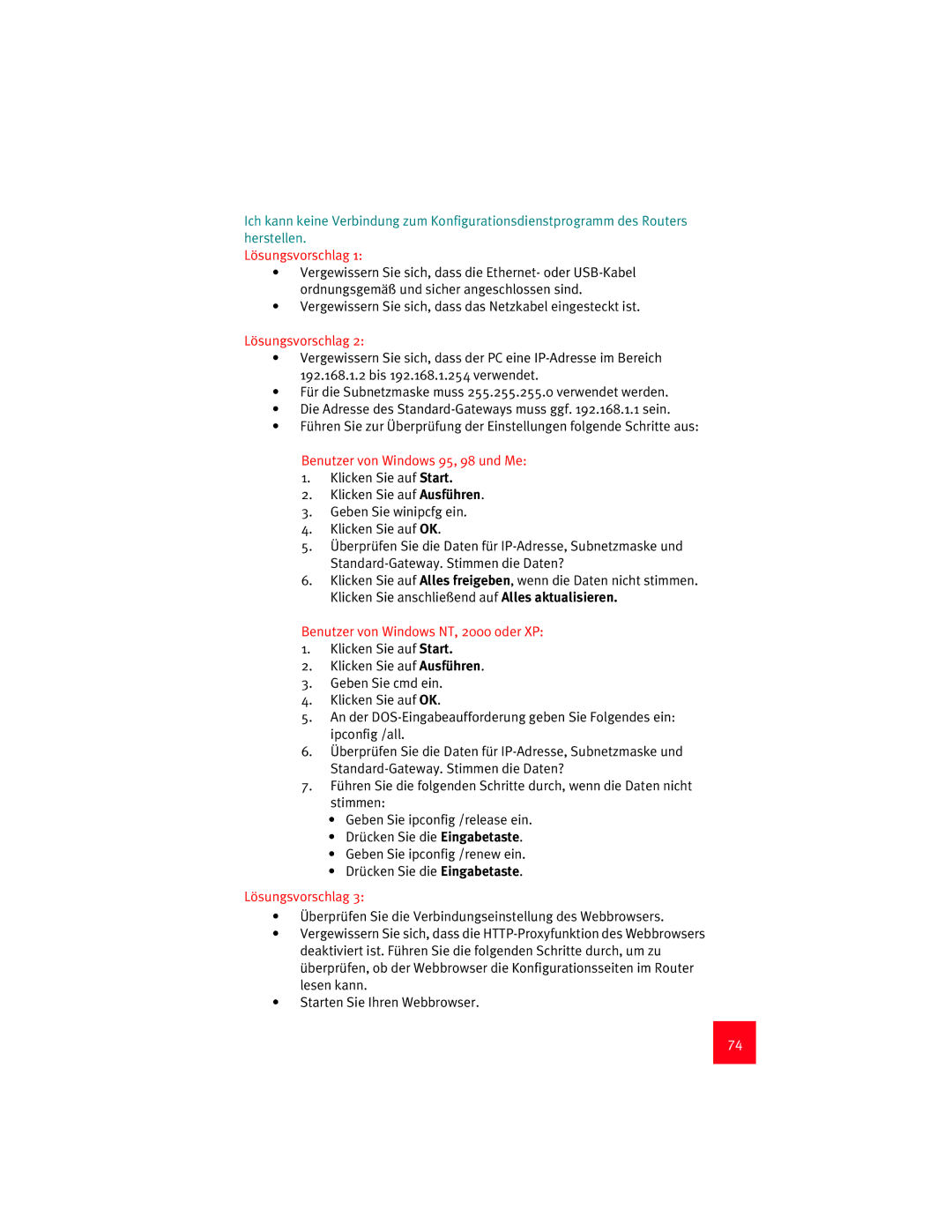 USRobotics 9003 manual Lösungsvorschlag, Benutzer von Windows NT, 2000 oder XP 