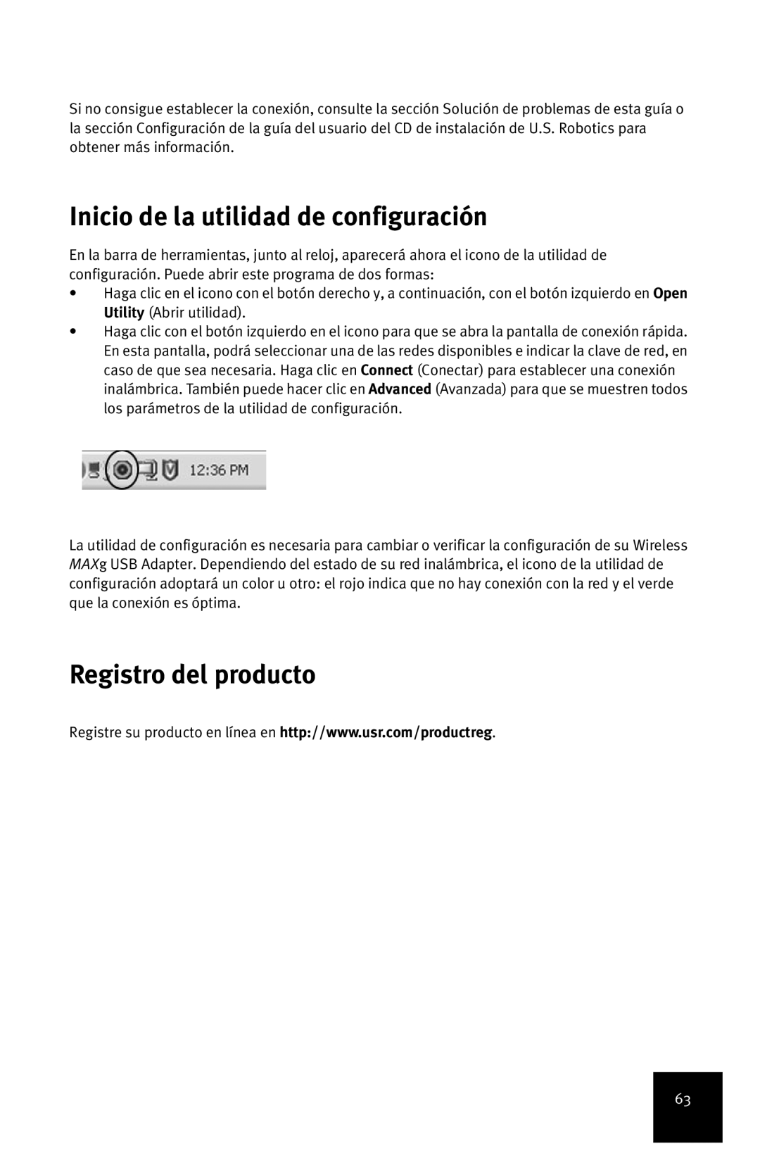 USRobotics MAXg manual Inicio de la utilidad de configuración 