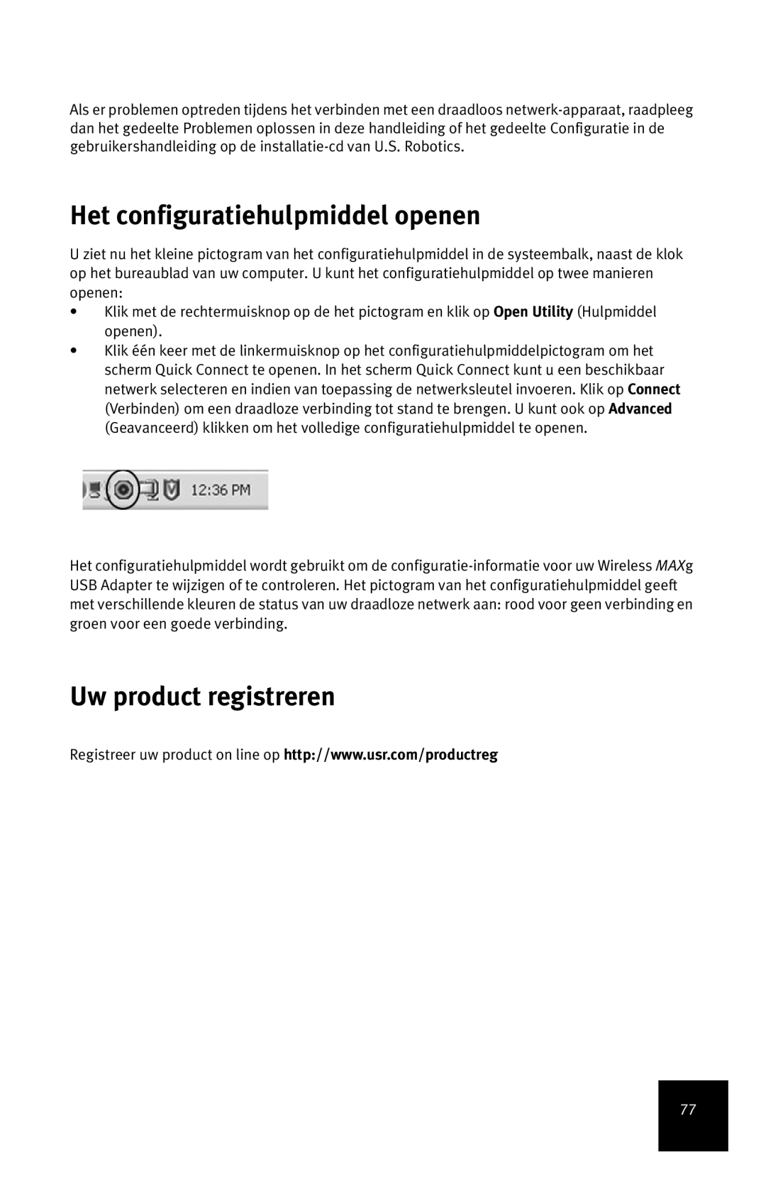 USRobotics MAXg manual Het configuratiehulpmiddel openen 