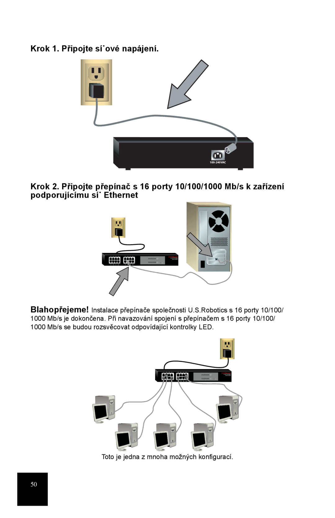 USRobotics R24.0556.00 manual Krok 1. Připojte síúové napájení 